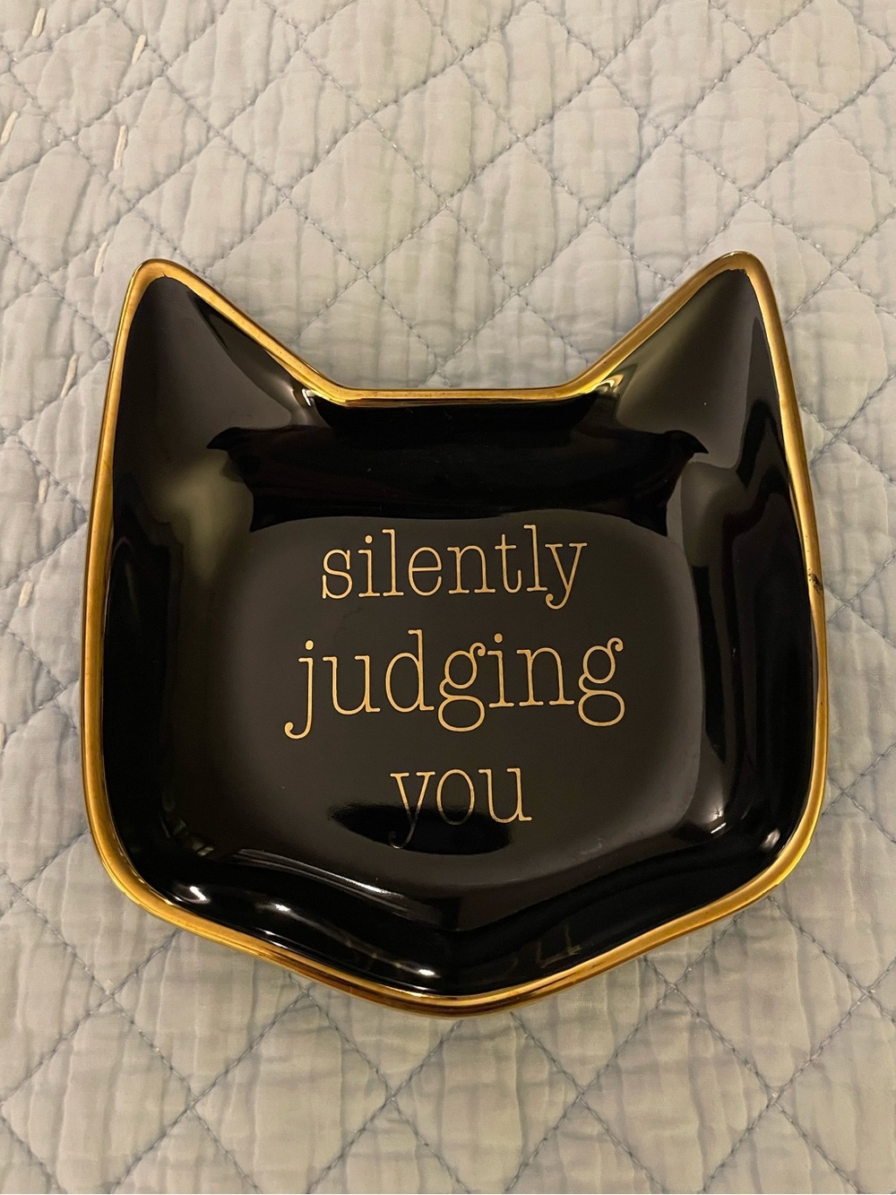 Black & Gold Cat Decorative Dish